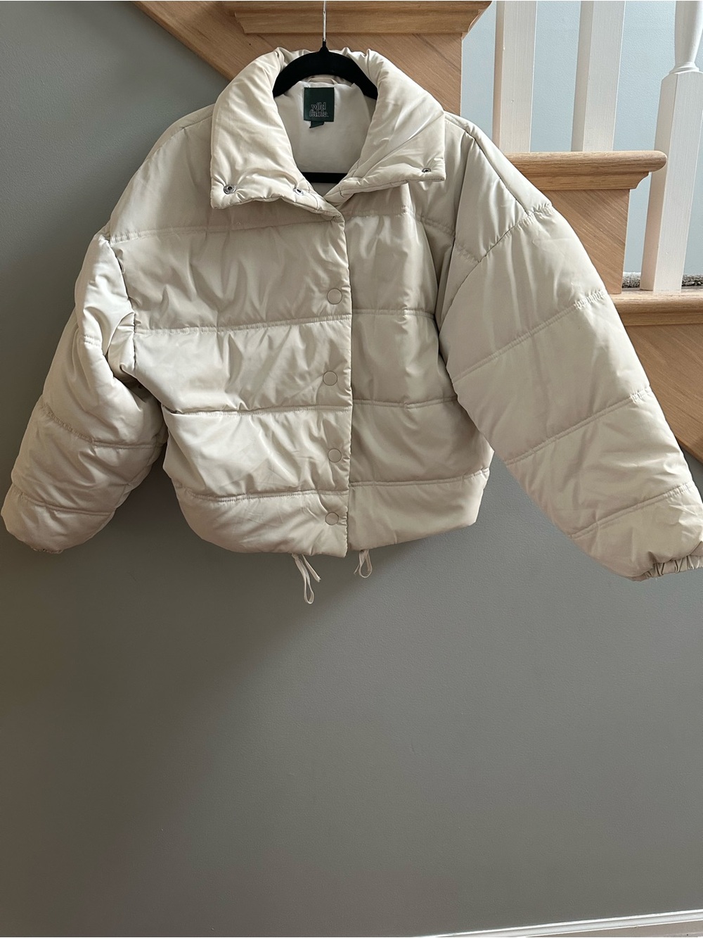 wild fable Cream Quilted Cropped Puffer Jacket